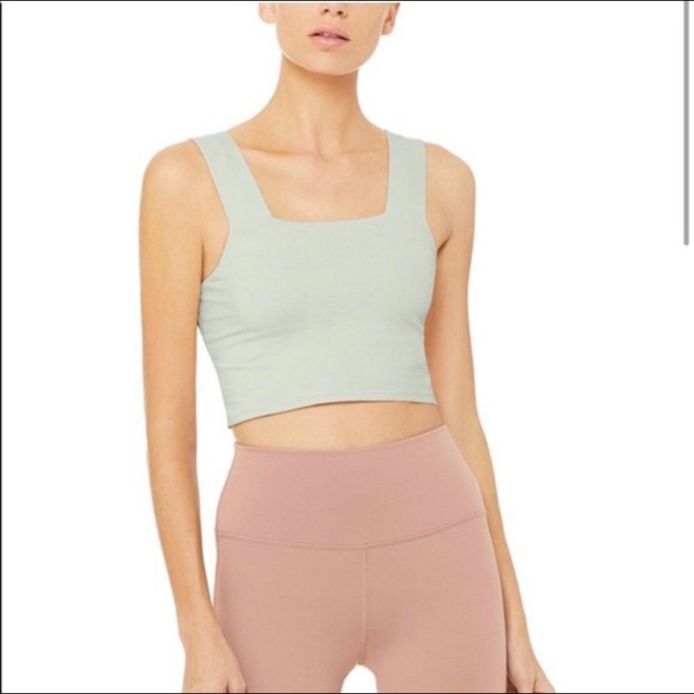 RE-POSHING: ALO yoga moss green wide strap tank